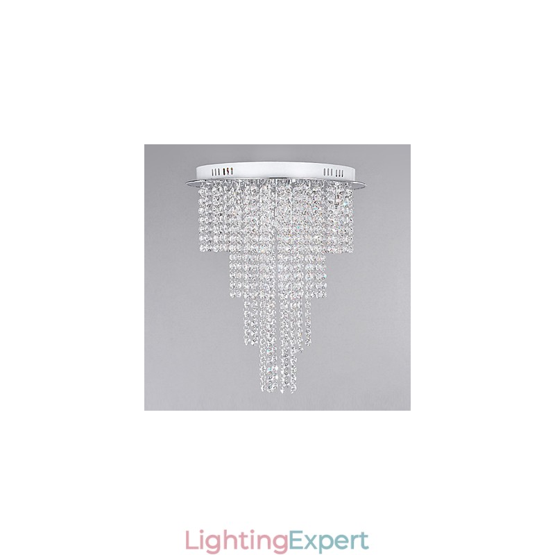 Crystal Flush Mount 8 Light Contemporary Metal Electroplating