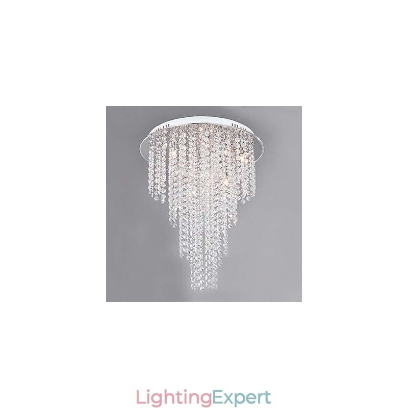 Crystal Flush Mount 8 Light Contemporary Metal Electroplating