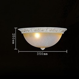 White Flush Mount Light Yellow White Glass Resin Pattern Carving European Classic