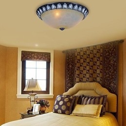 Flush Mount Light Pattern Glass Resin Silver Carving European Classic