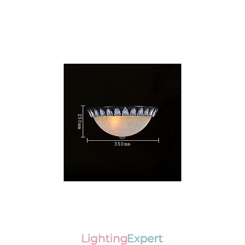 Flush Mount Light Pattern Glass Resin Silver Carving European Classic