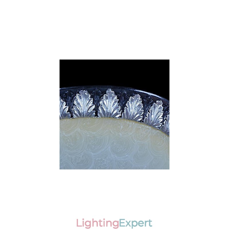 Flush Mount Light Pattern Glass Resin Silver Carving European Classic
