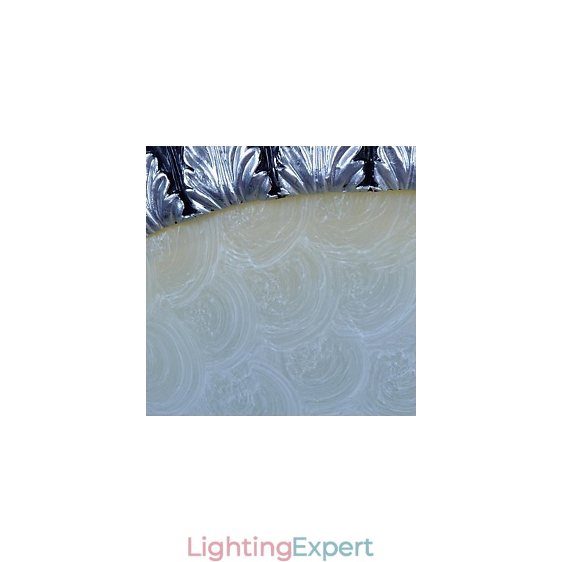 Flush Mount Light Pattern Glass Resin Silver Carving European Classic