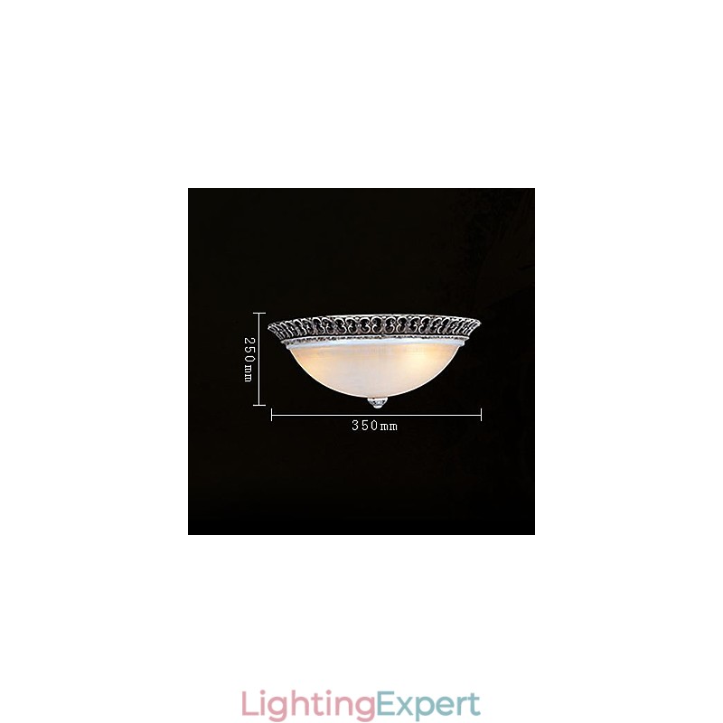 Dark Brown Flush Mount Light Glass Resin Pattern Carving European Classic