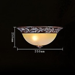 Flush Mount Light White Yellow Glass Resin Silver Carving European Classic