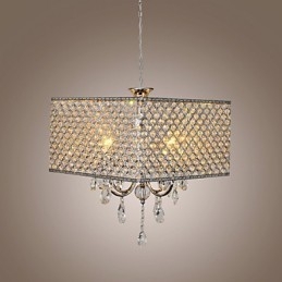 Modern Contemporary Drum Crystal Painting Metal Chandelier
