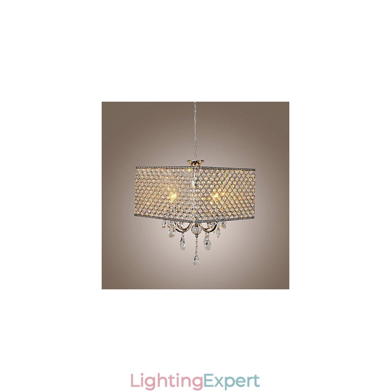 Modern Contemporary Drum Crystal Painting Metal Chandelier