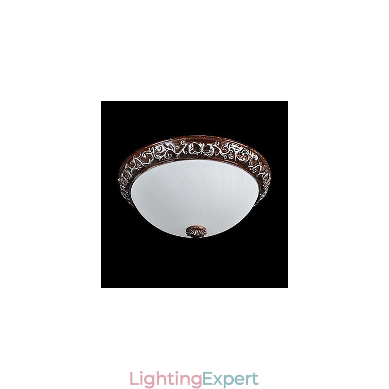 Flush Mount Light Glass Resin Silver Carving European Classic