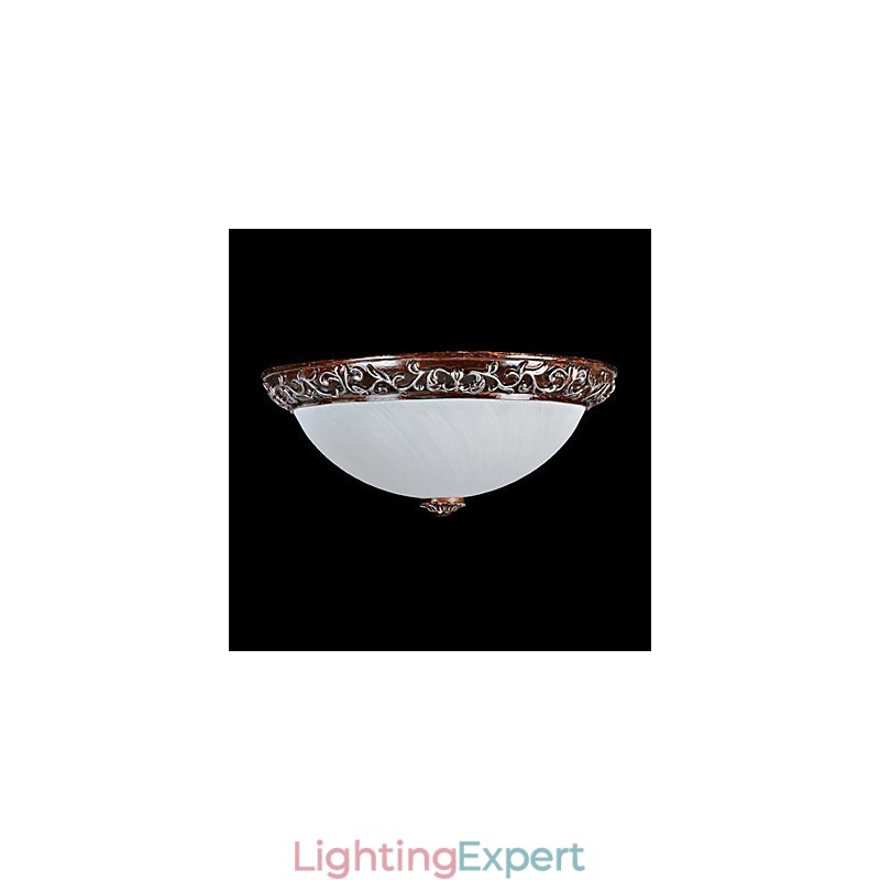 Flush Mount Light Glass Resin Silver Carving European Classic