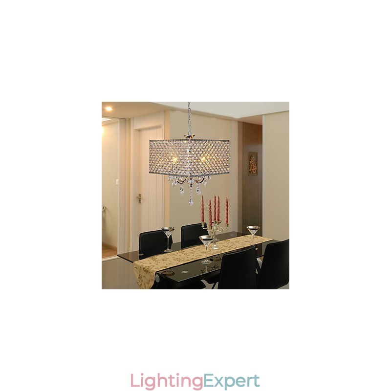 Modern Contemporary Drum Crystal Painting Metal Chandelier