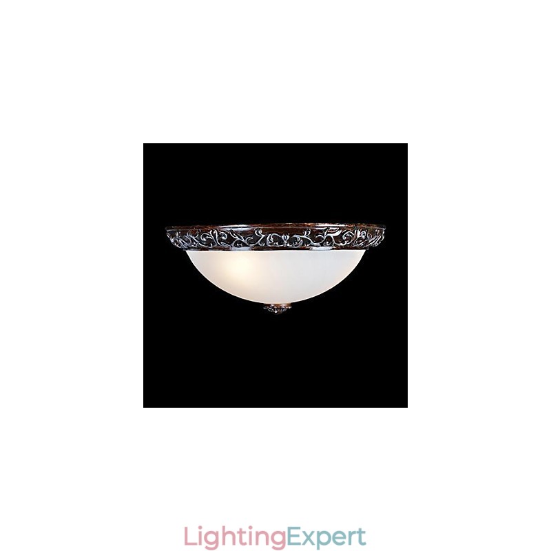 Flush Mount Light Glass Resin Silver Carving European Classic
