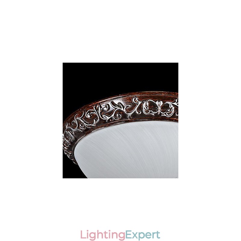 Flush Mount Light Glass Resin Silver Carving European Classic