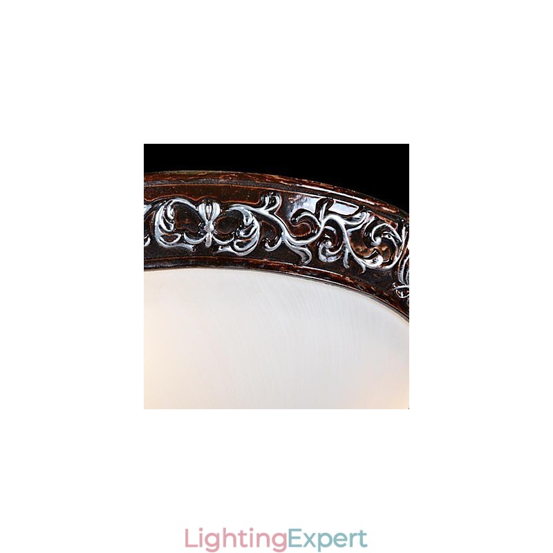 Flush Mount Light Glass Resin Silver Carving European Classic