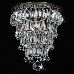 Crystal Flush Mount 1 Light Vintage Iron Electroplating