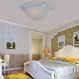 White Flush Mount Light Glass Resin Carving European Classic