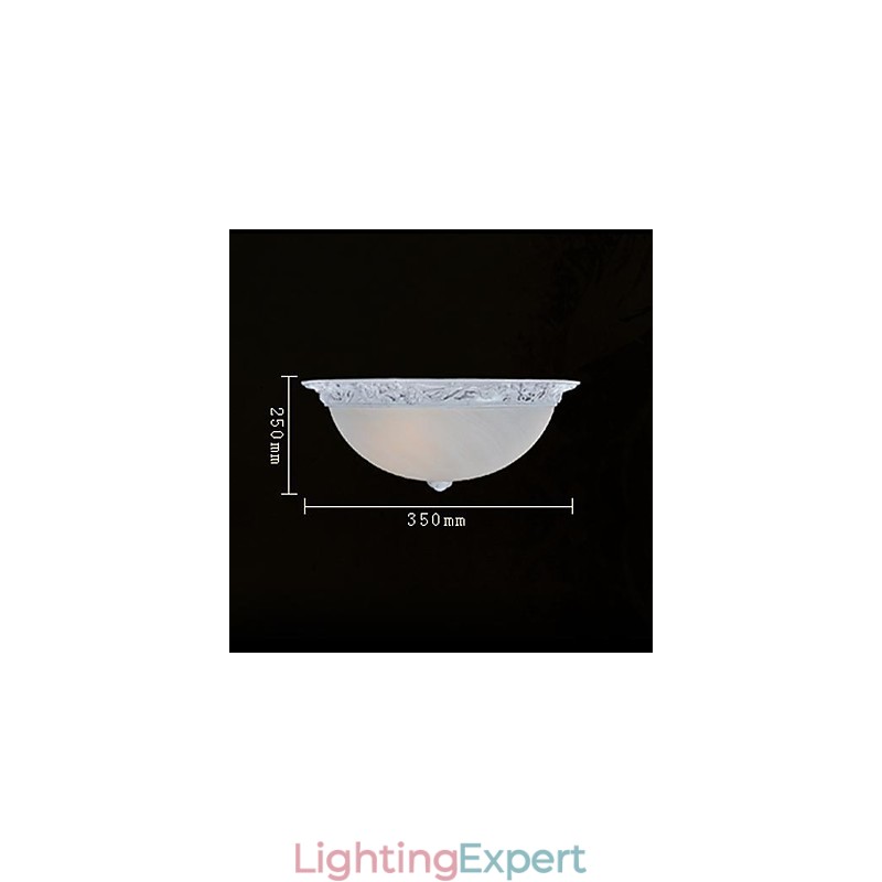 White Flush Mount Light Glass Resin Carving European Classic