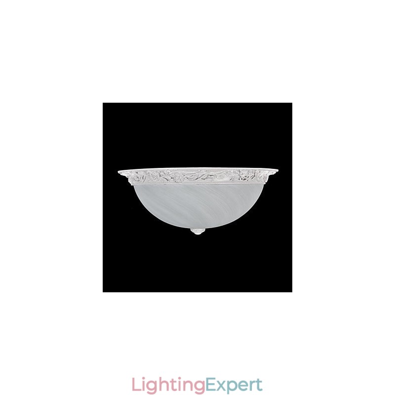 White Flush Mount Light Glass Resin Carving European Classic