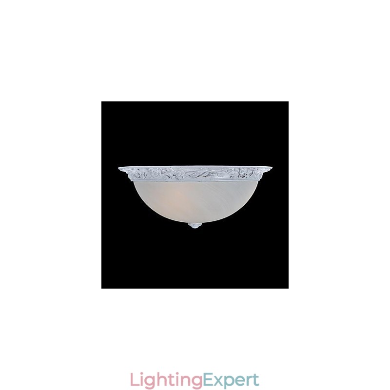 White Flush Mount Light Glass Resin Carving European Classic