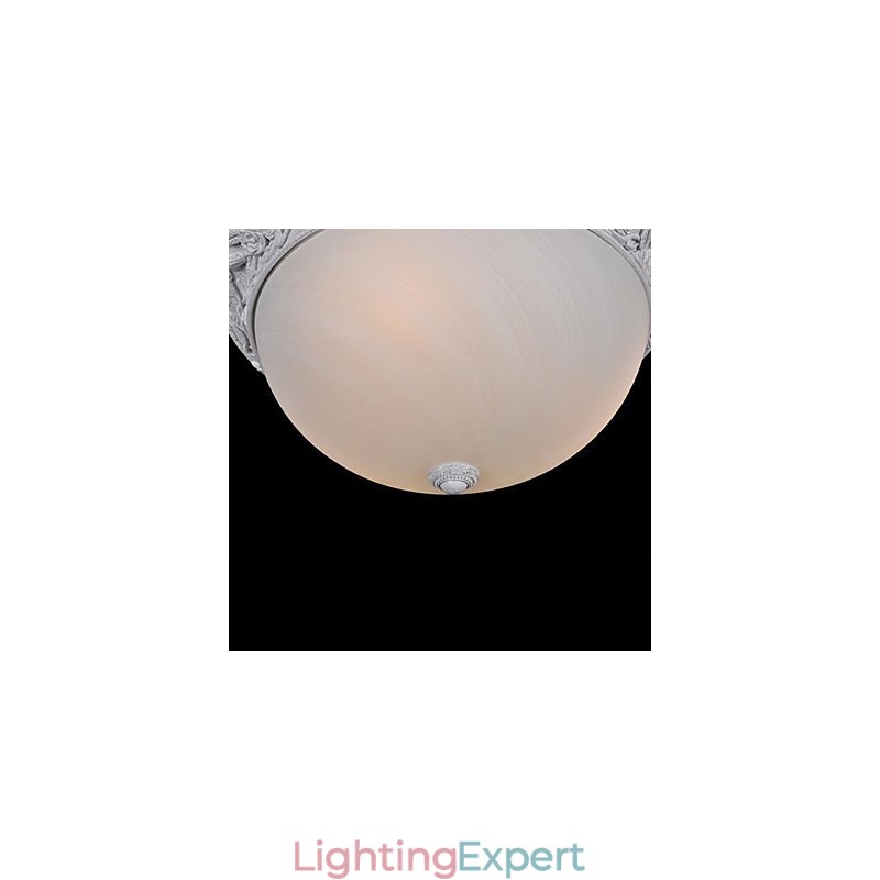 White Flush Mount Light Glass Resin Carving European Classic