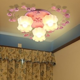 Creative Lamp Lamp Contracted Rural Sweet Pink Rose 3 Absorb Dome Light