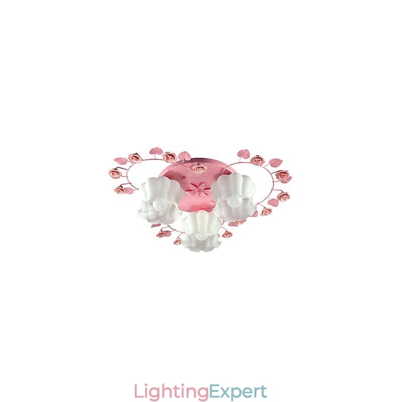 Creative Lamp Lamp Contracted Rural Sweet Pink Rose 3 Absorb Dome Light