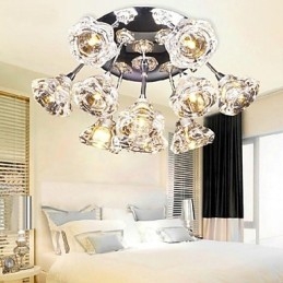 Modern Contemporary Rustic Lodge Chrome Metal Flush Mount