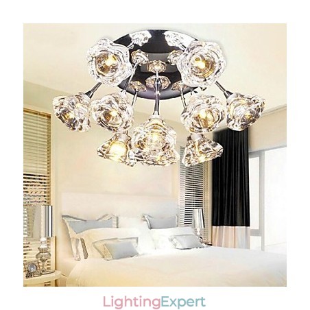 Modern Contemporary Rustic Lodge Chrome Metal Flush Mount