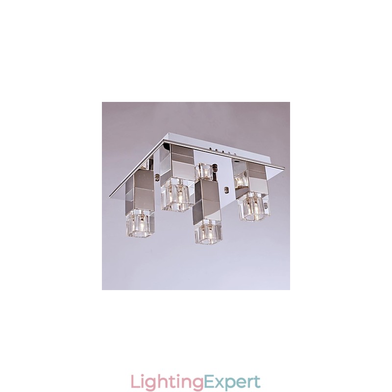 Ceiling Lamps 4 Light Crystal Artistic Stainless Steel Plating