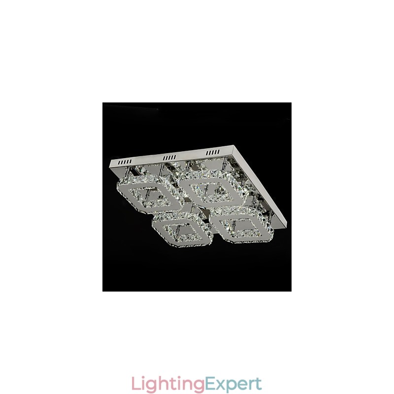 Modern Contemporary Crystal Chrome Metal Flush Mount