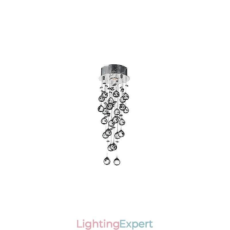 Crystal Flush Mount 1 Light Modern Iron Electroplating