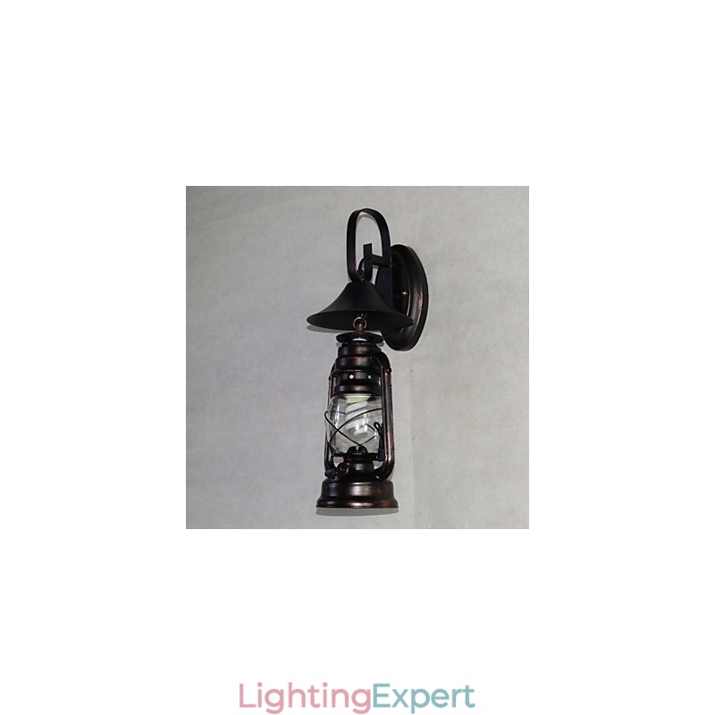 Vintage Black Metal Lantern Wall Lamp with One Light