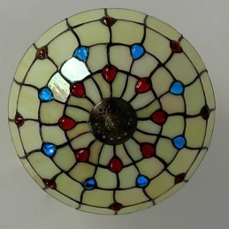 30*19CM Europe Type Style Wrought Iron Pnd Tail On Half Dome Light Colored Glass Sitting Lamp