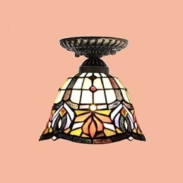 European Rural Creative Arts Stained Glass Absorb Dome Lamp Light