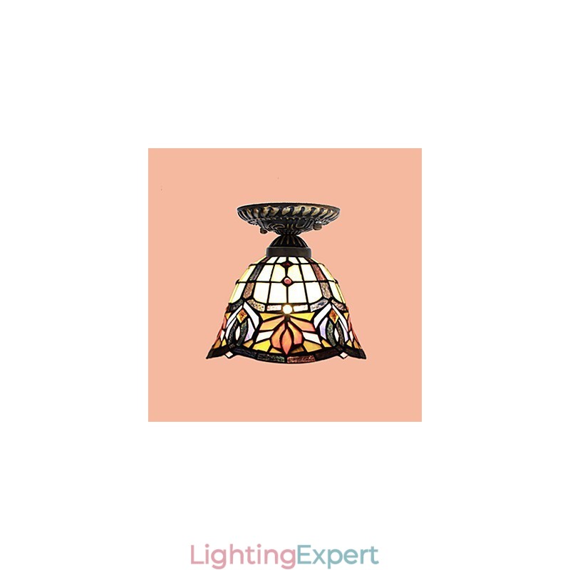European Rural Creative Arts Stained Glass Absorb Dome Lamp Light