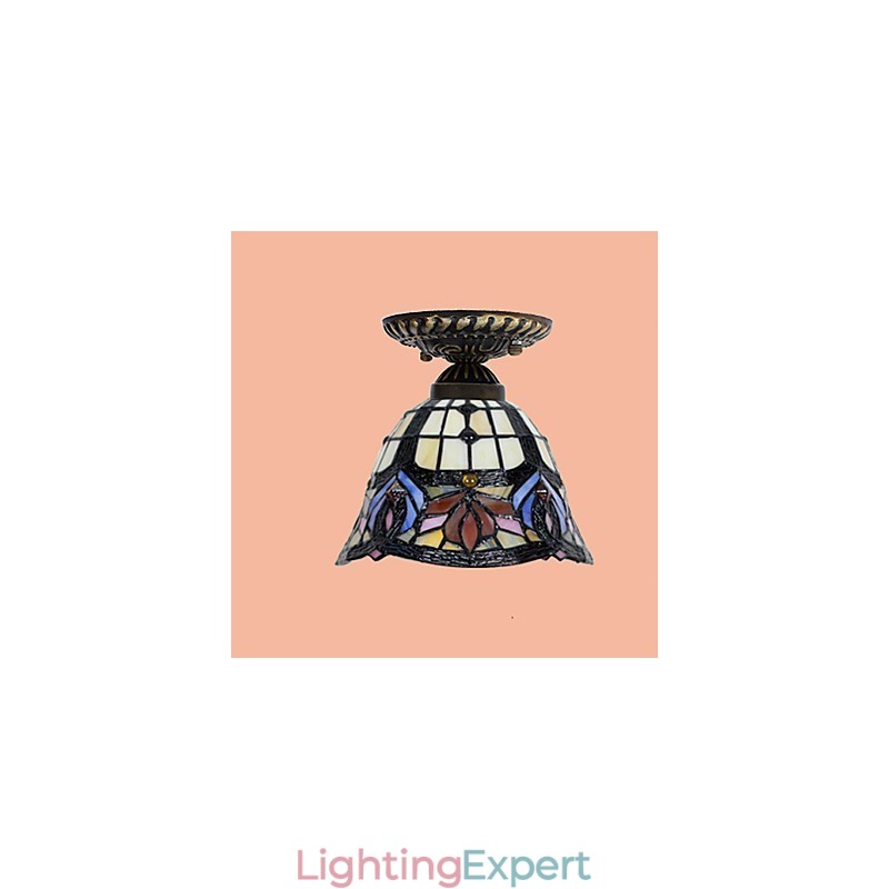 European Rural Creative Arts Stained Glass Absorb Dome Lamp Light