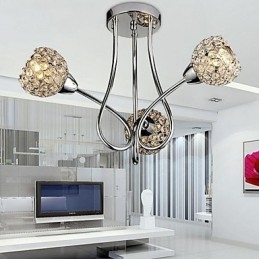 Modern Contemporary Traditional Classic Crystal Electroplated Metal Pendant Light Flush Mount