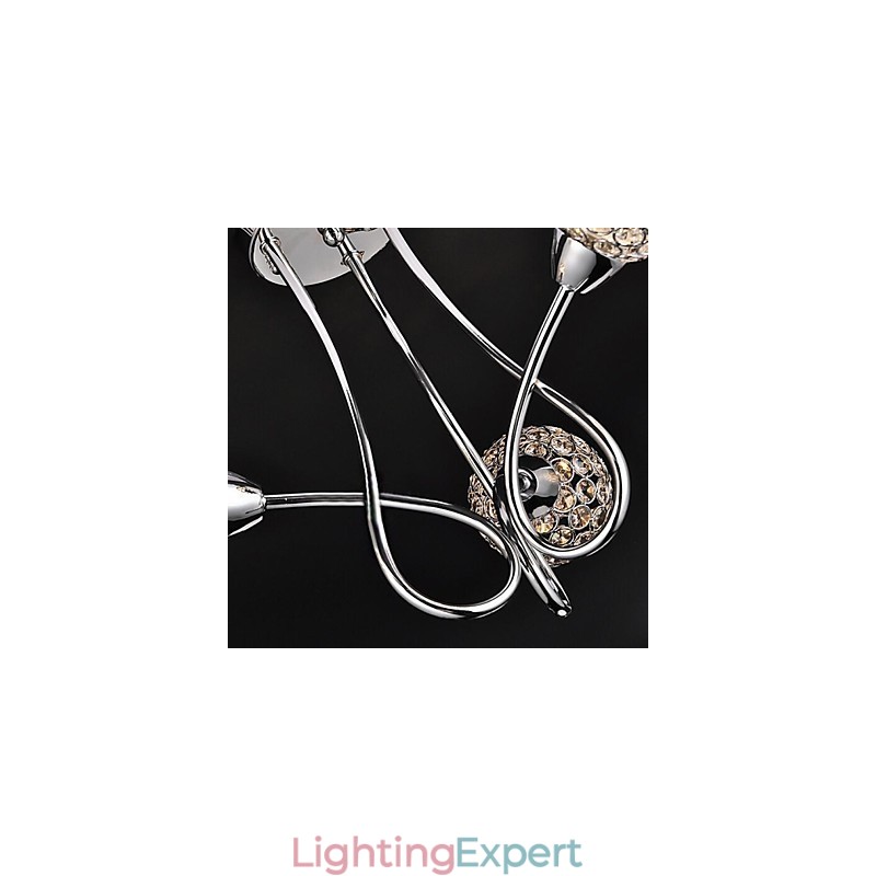 Modern Contemporary Traditional Classic Crystal Electroplated Metal Pendant Light Flush Mount