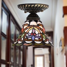 European Rural Creative Arts Stained Glass Absorb Dome Lamp Light