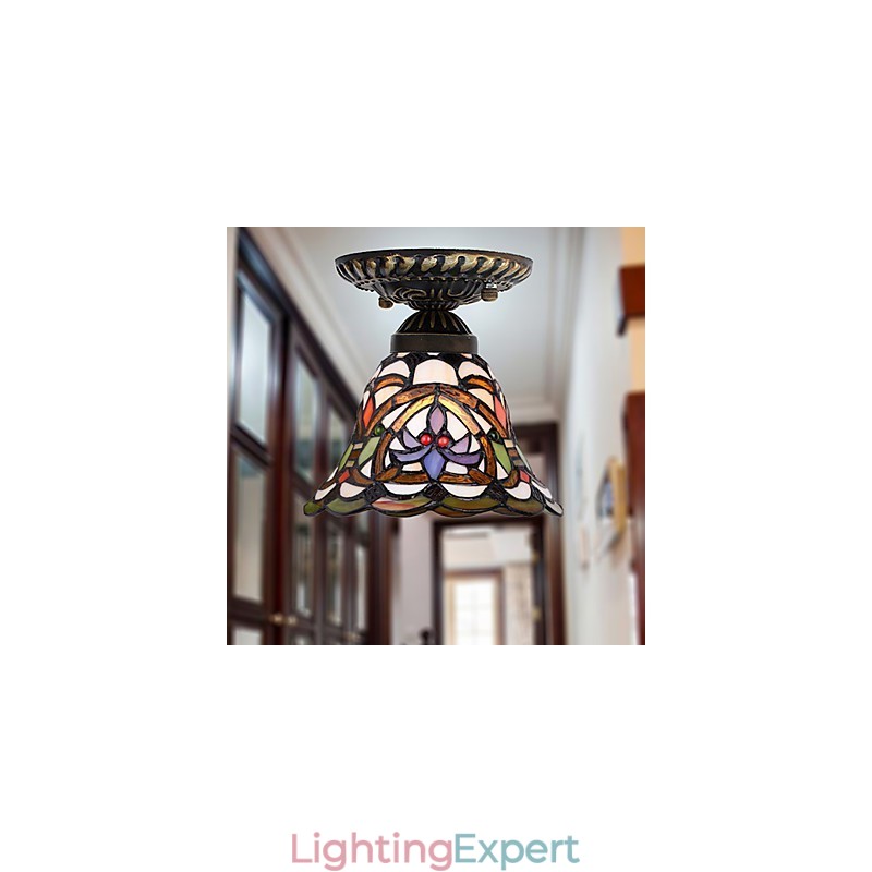 European Rural Creative Arts Stained Glass Absorb Dome Lamp Light
