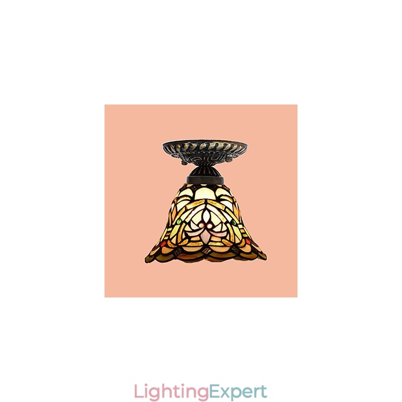 European Rural Creative Arts Stained Glass Absorb Dome Lamp Light