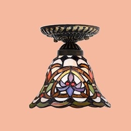 European Rural Creative Arts Stained Glass Absorb Dome Lamp Light