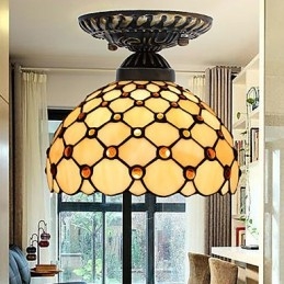 European Rural Creative Arts Stained Glass Absorb Dome Lamp Light