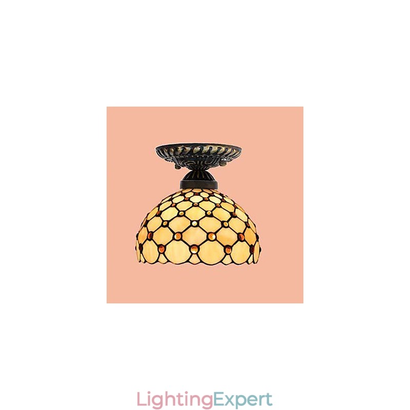 European Rural Creative Arts Stained Glass Absorb Dome Lamp Light