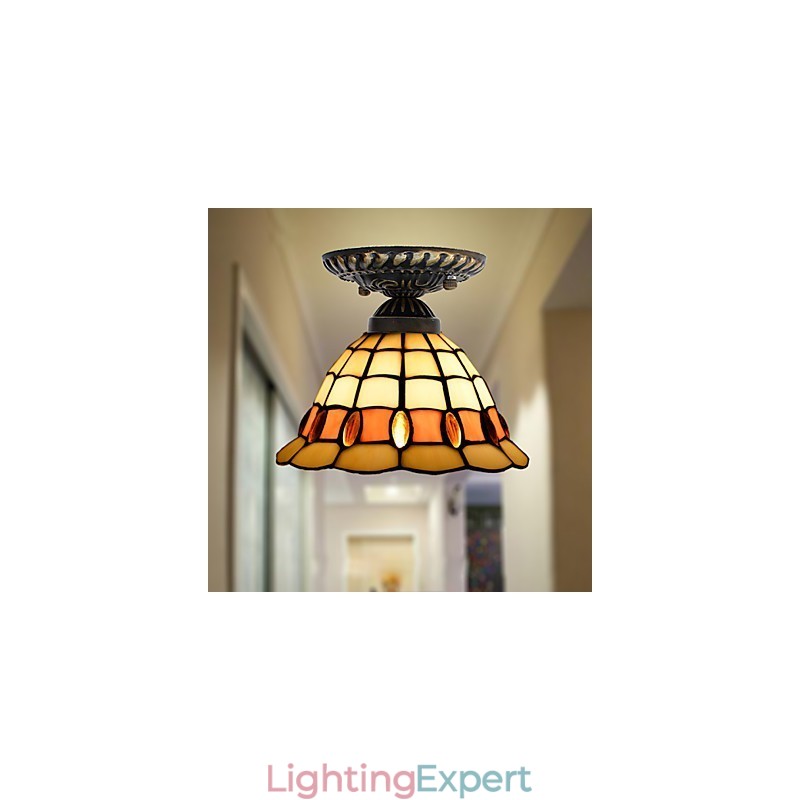 European Rural Creative Arts Stained Glass Absorb Dome Lamp Light