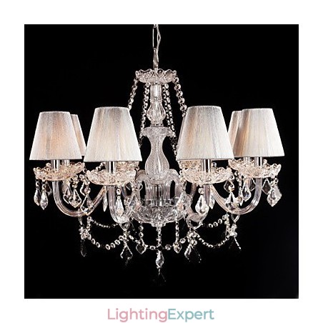 Chandelier Crystal Luxury Modern Living 8 Lights with Fabric Shade