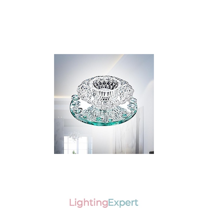 Modern Contemporary Crystal Mini Style Chrome Metal Flush Mount