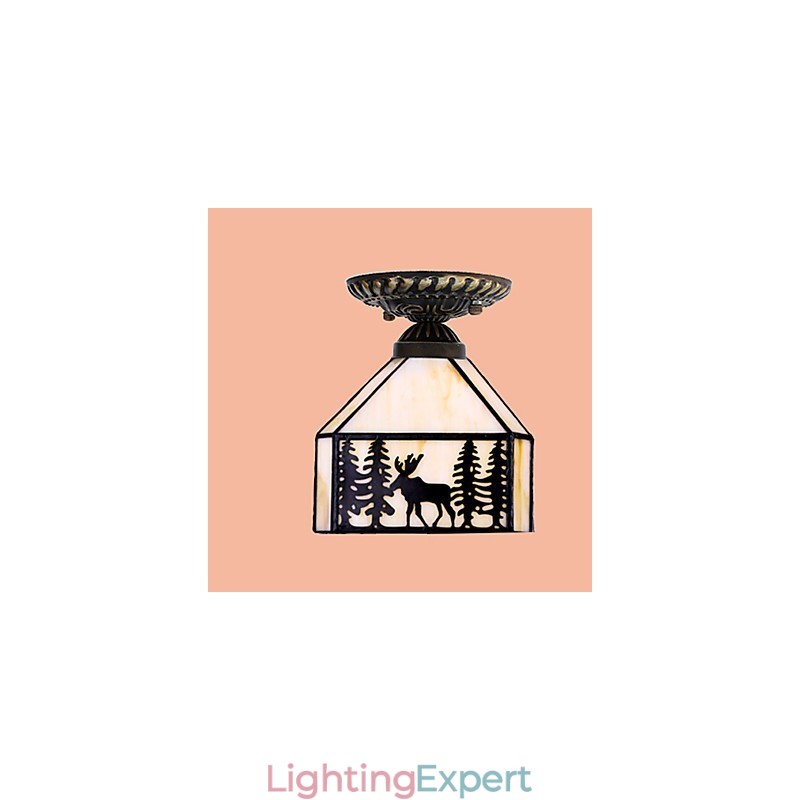 Christmas European Rural Creative Arts Stained Glass Absorb Dome Lamp Light