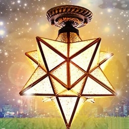 European Rural Creative Arts Stained Glass Stars To Absorb Dome Lamp Light