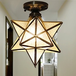 European Rural Creative Arts Stained Glass Stars To Absorb Dome Lamp Light