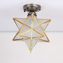 European Rural Creative Arts Stained Glass Stars To Absorb Dome Lamp Light